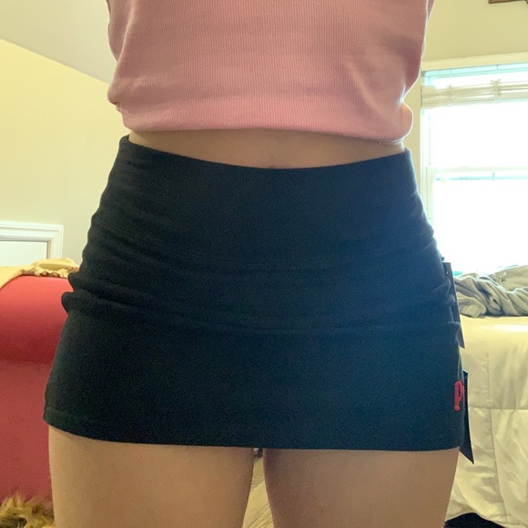 Playboy Cherry Embroidered Logo Black Mini Skirt - Picture 7 of 8